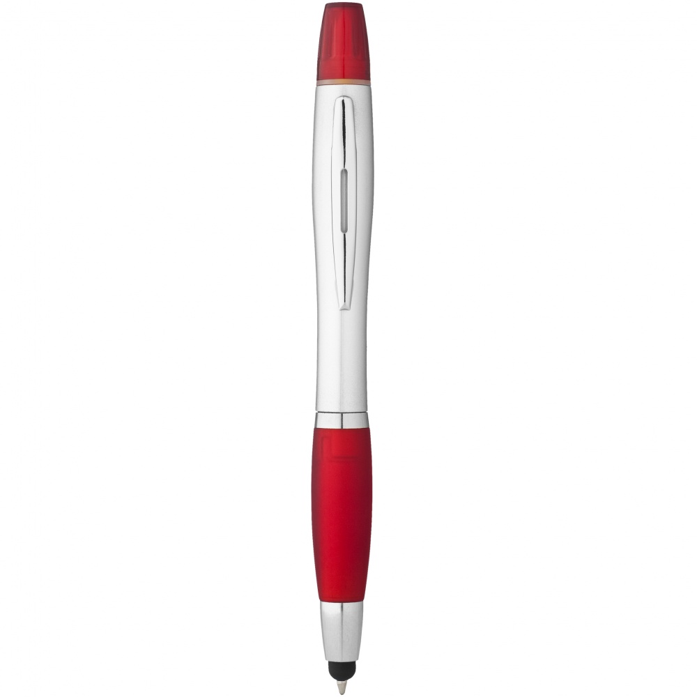 Logo trade promotional merchandise image of: Nash stylus ballpoint pen and highlighter, red