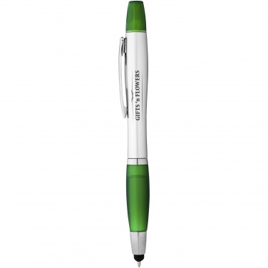 Logo trade promotional giveaway photo of: Nash stylus ballpoint pen and highlighter, green