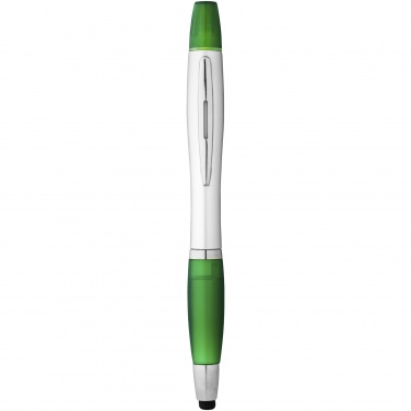 Logo trade promotional giveaways image of: Nash stylus ballpoint pen and highlighter, green