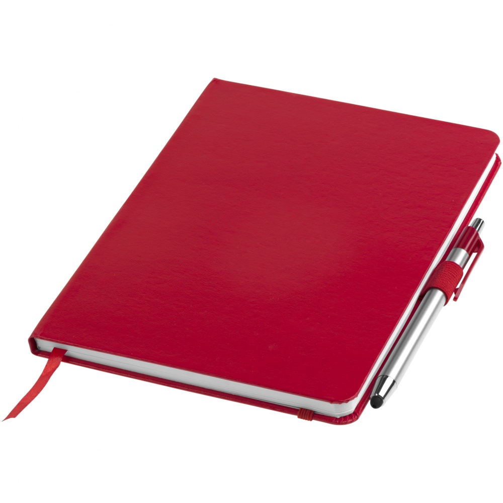 Logo trade promotional gifts image of: Crown A5 Notebook and stylus ballpoint Pen, red