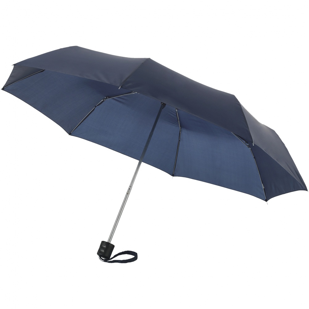 Logotrade promotional gift picture of: 21,5'' 3-section Ida Umbrella, navy blue