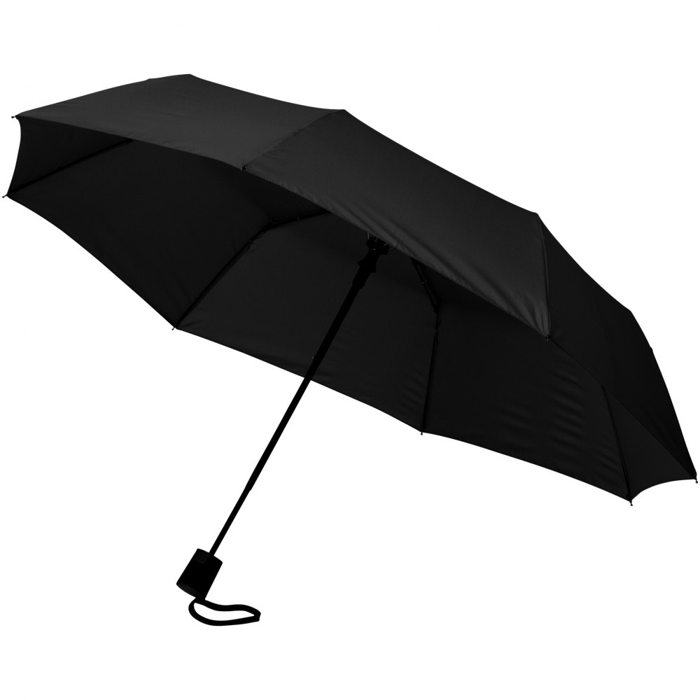 Logo trade promotional merchandise image of: 21" 3-section auto open umbrella Wali , black