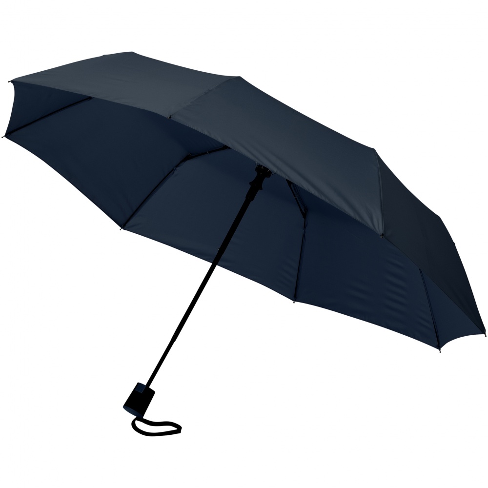 Logo trade promotional giveaways image of: 21" 3-section Wali  auto open umbrella, navy