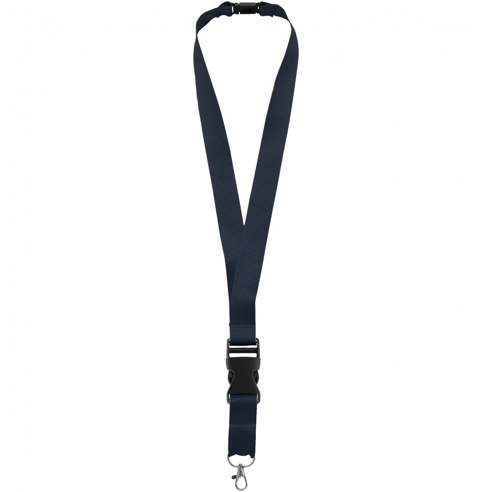 Logo trade promotional product photo of: Yogi lanyard with detachable buckle, navy blue