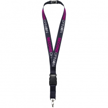 Logo trade promotional gift photo of: Yogi lanyard with detachable buckle, navy blue