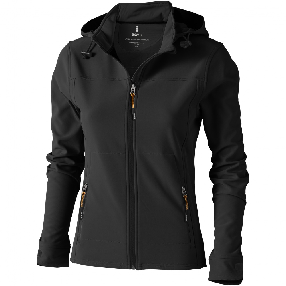 Logo trade promotional giveaways picture of: Langley softshell ladies jacket, dark grey