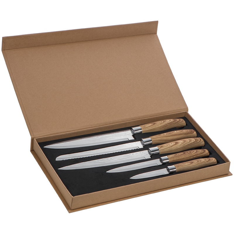 Logotrade promotional products photo of: Set of 5 knives, brown