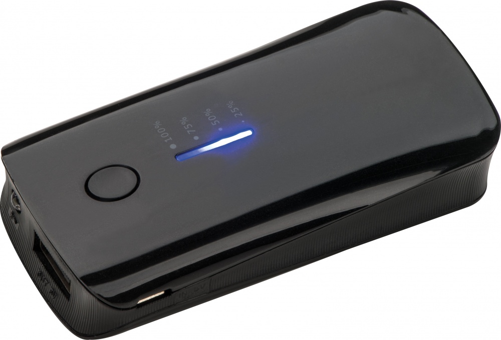 Logo trade business gifts image of: Powerbank 4000 mAh with USB port in a box, Black