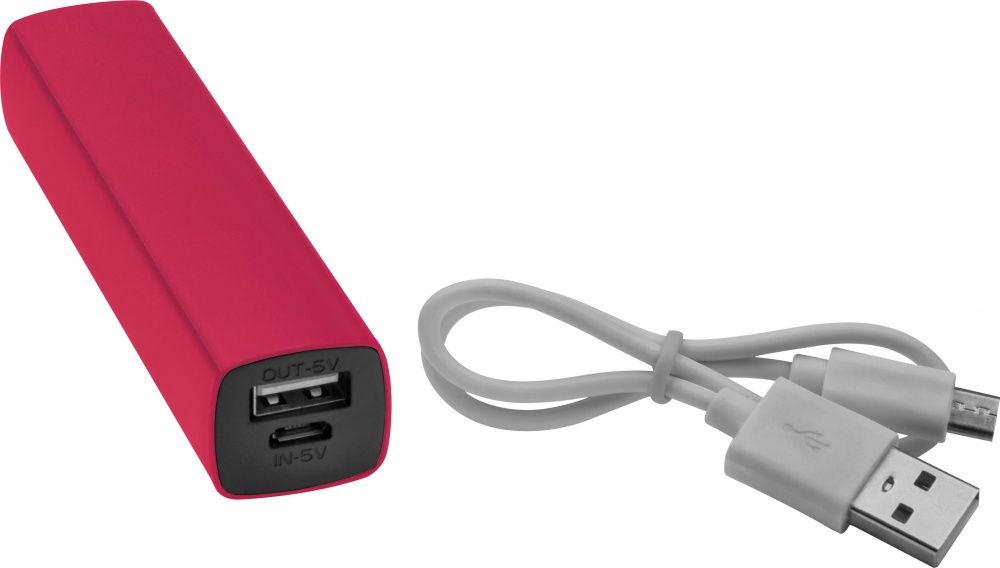 Logo trade corporate gifts image of: Powerbank 2200 mAh with USB port in a box, Red