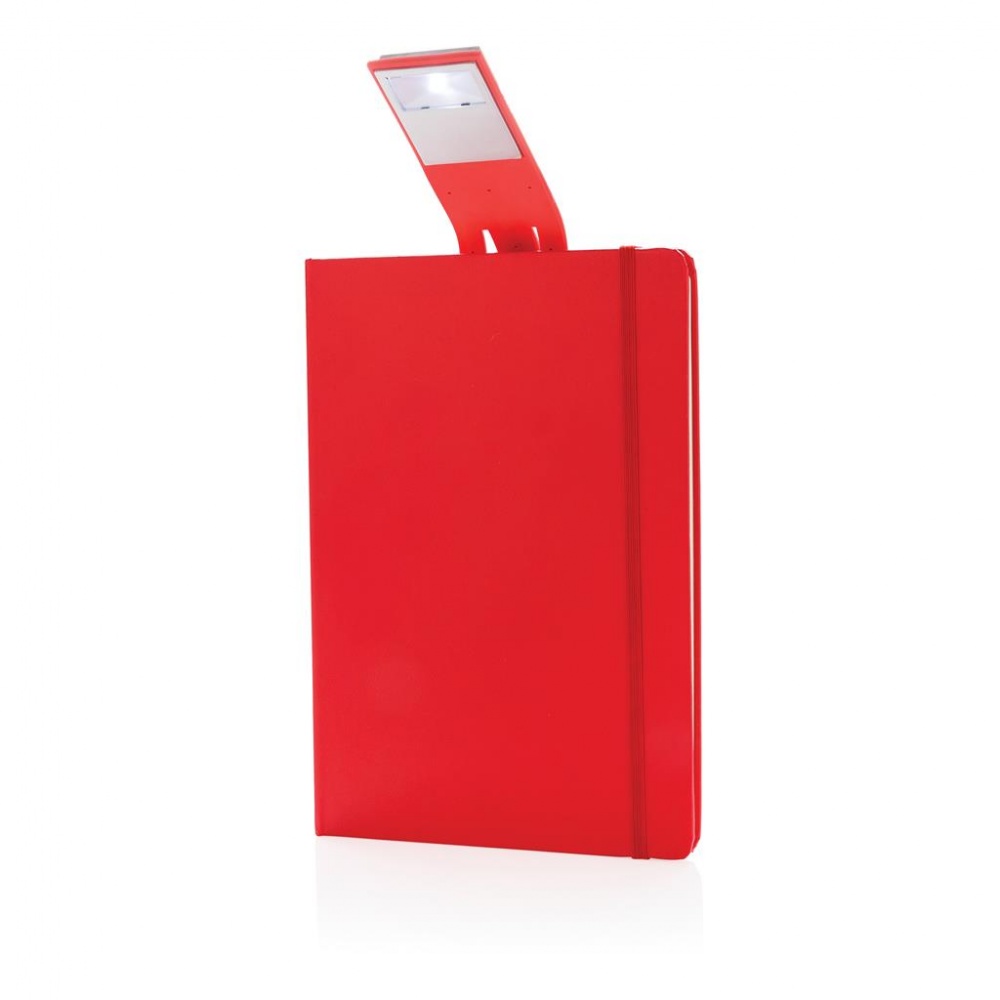 Logo trade promotional items image of: A5 Notebook & LED bookmark, red