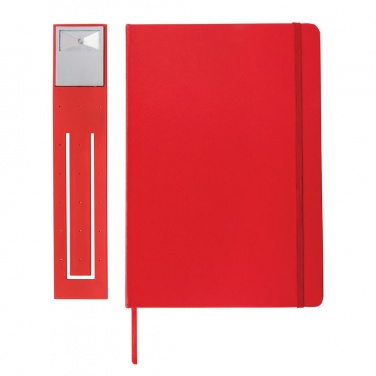 Logotrade promotional gift picture of: A5 Notebook & LED bookmark, red