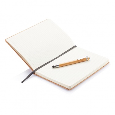 Logotrade promotional merchandise photo of: A5 notebook with bamboo pen including stylus, brown