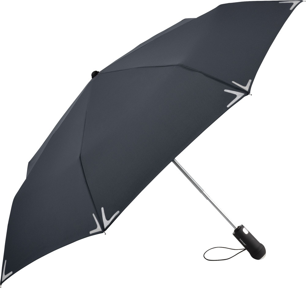 Logotrade promotional item image of: AOC mini umbrella Safebrella® LED 5471, Anthracite