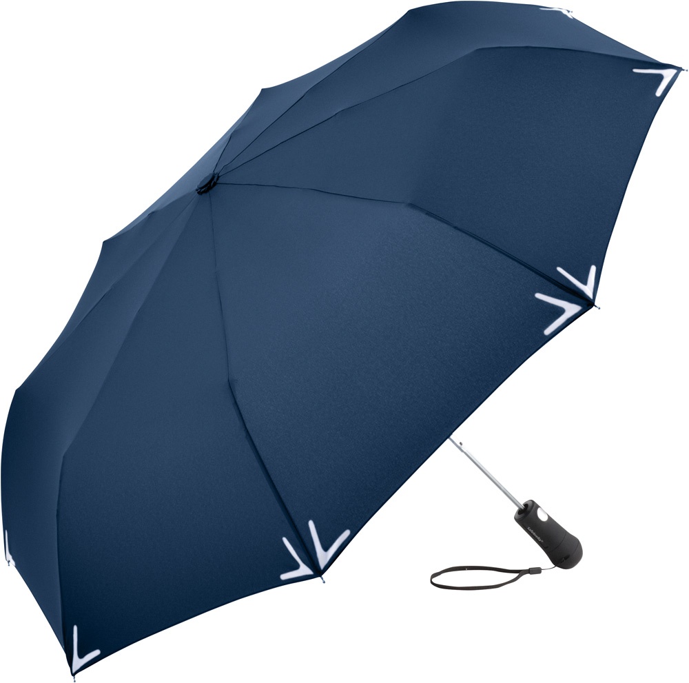 Logo trade promotional giveaway photo of: AC mini umbrella Safebrella® LED 5571, Blue