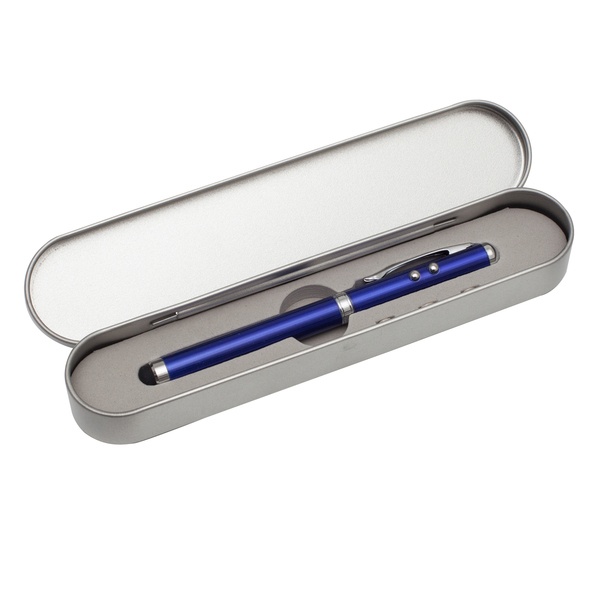 Logotrade business gift image of: Supreme ballpen with laser pointer - 4 in 1, blue