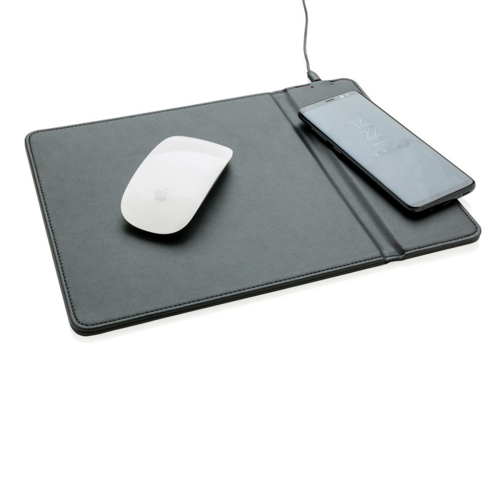 Logo trade corporate gifts picture of: Mousepad with 5W wireless charging, black