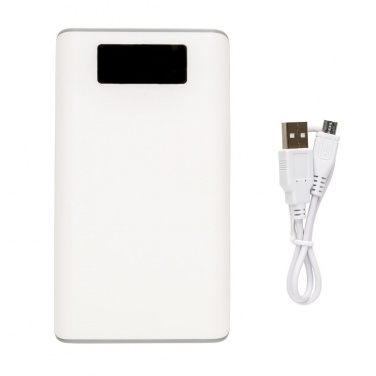 Logo trade advertising products image of: 10.000 mAh powerbank with display, white