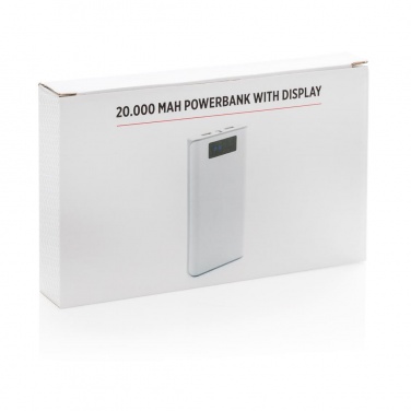 Logo trade promotional merchandise image of: 20.000 mAh powerbank with display, white