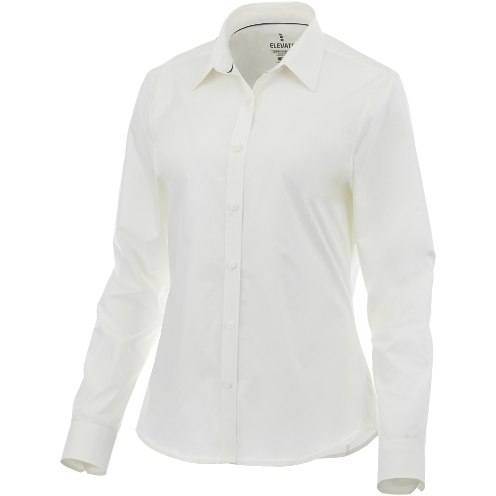 Logo trade promotional giveaways picture of: Hamell long sleeve ladies shirt, white