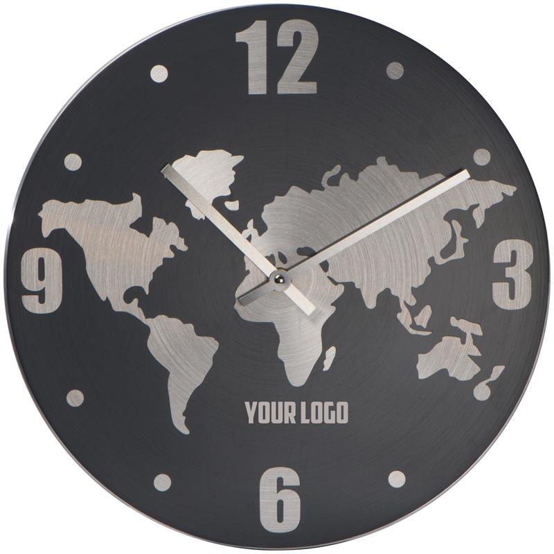 Logo trade promotional giveaways image of: Aluminium wall clock, grey/black