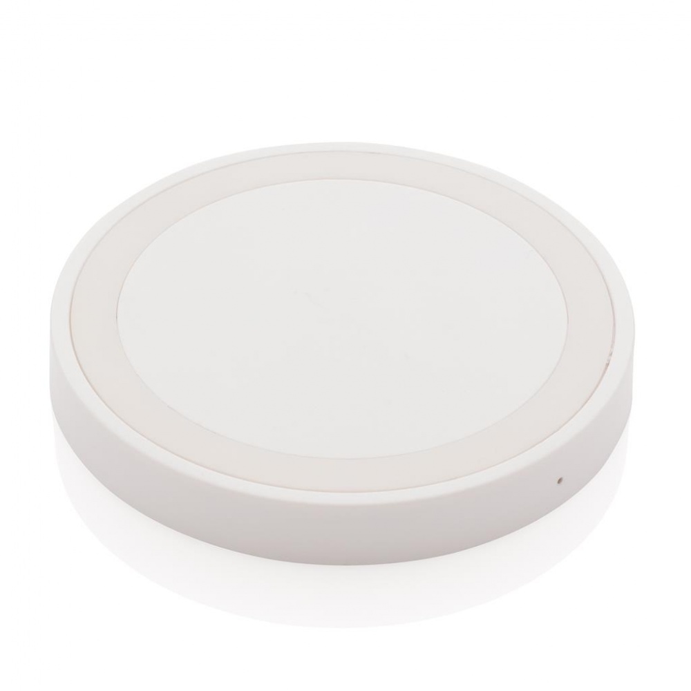 Logo trade promotional giveaway photo of: 5W wireless charging pad round, white