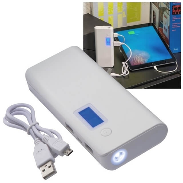 Logo trade promotional merchandise photo of: Power bank 10000mAh STAFFORD  color white