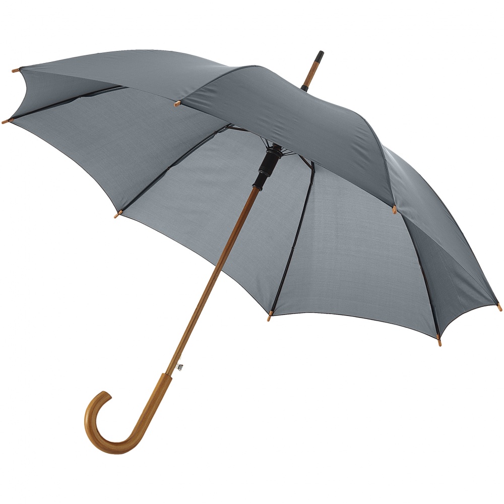 Logotrade promotional product picture of: Kyle 23" auto open umbrella wooden shaft and handle, grey