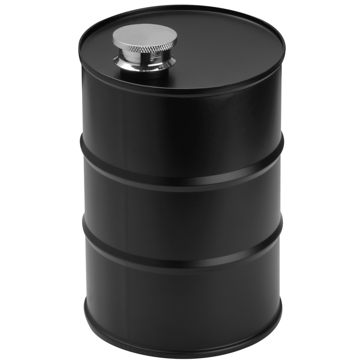Logo trade promotional items picture of: Hip flask barrel, black