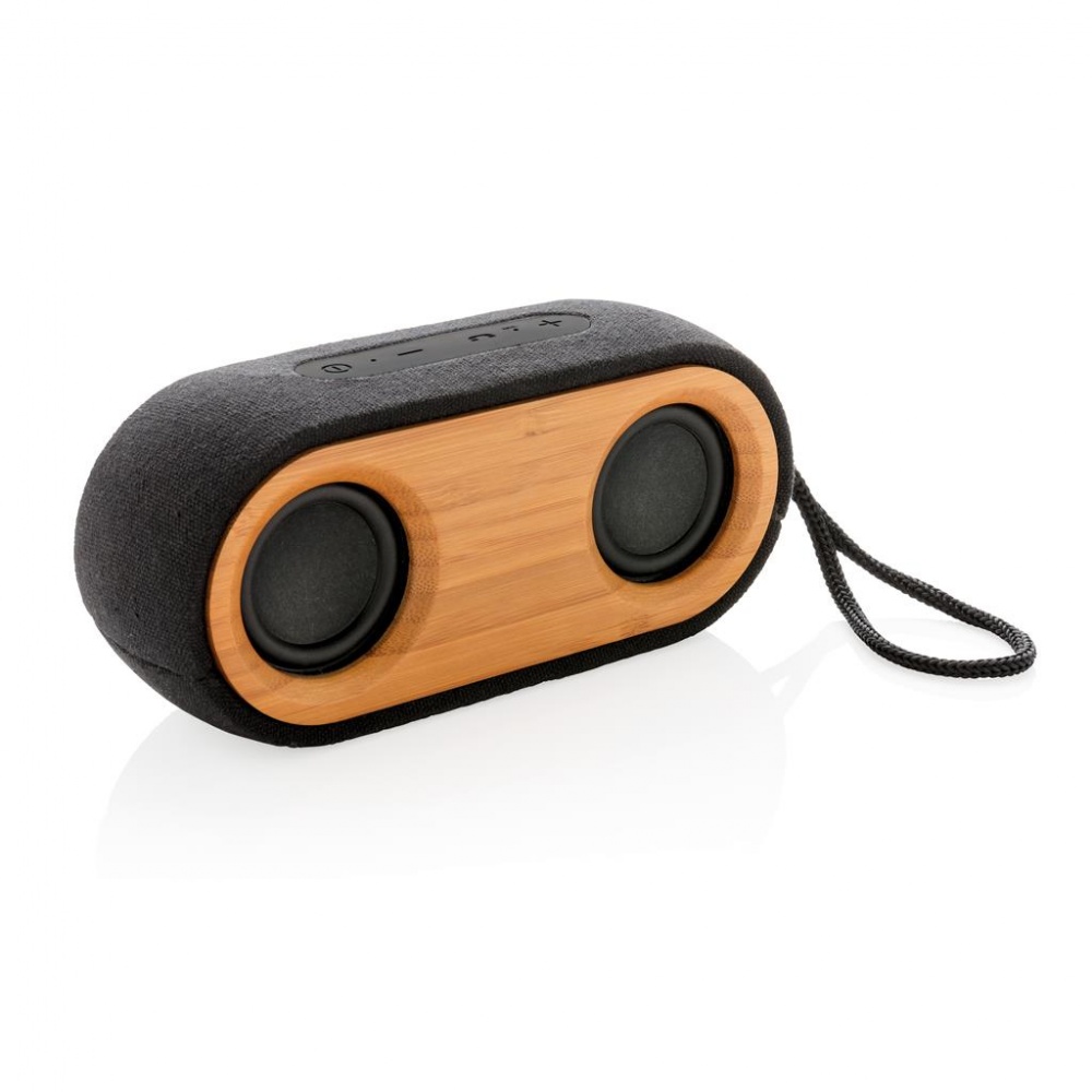 Logo trade promotional items image of: Bamboo X double speaker, black