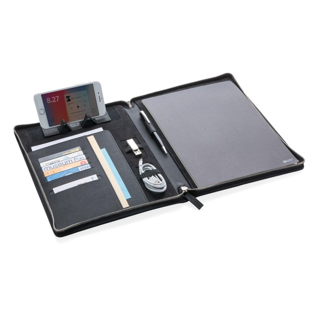 Logo trade promotional products image of: Swiss Peak Heritage A4 portfolio with zipper, black