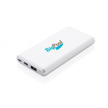 Logo trade business gifts image of: Ultra fast 10.000 mAh powerbank with PD, white