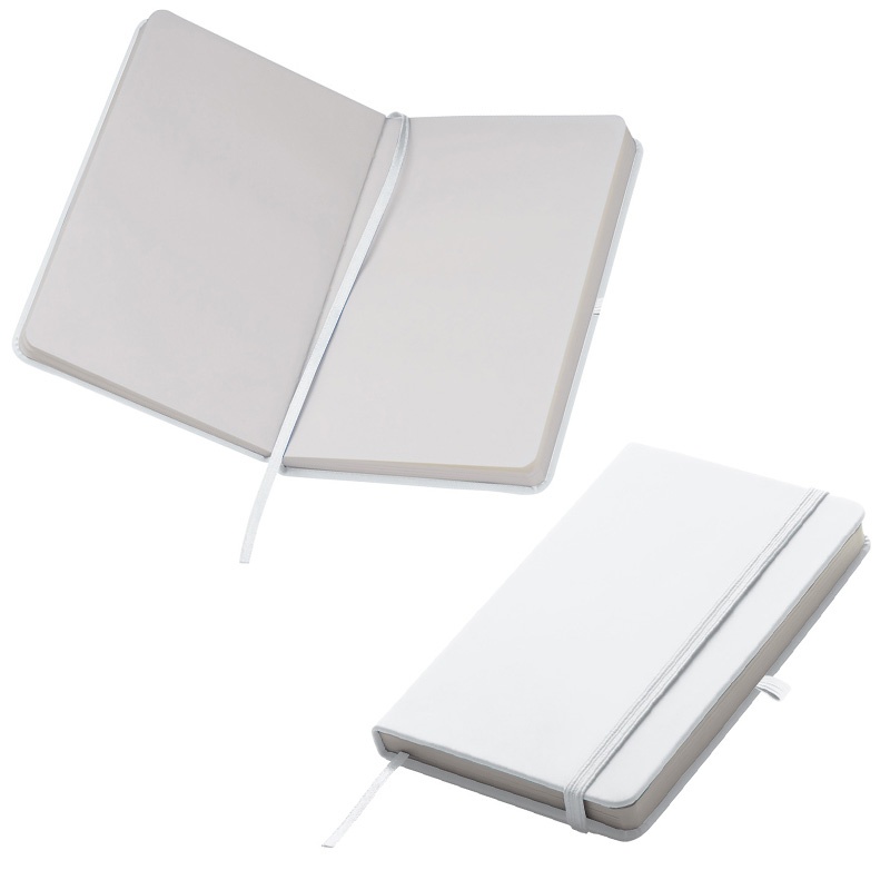 Logo trade promotional merchandise image of: Notebook A6 Lübeck, white