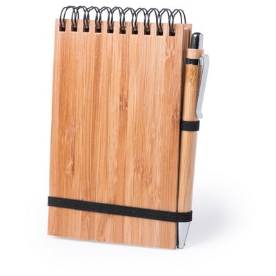 Logo trade corporate gifts picture of: Bamboo notebook A6, ball pen, light brown