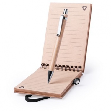 Logotrade promotional giveaways photo of: Bamboo notebook A6, ball pen, light brown