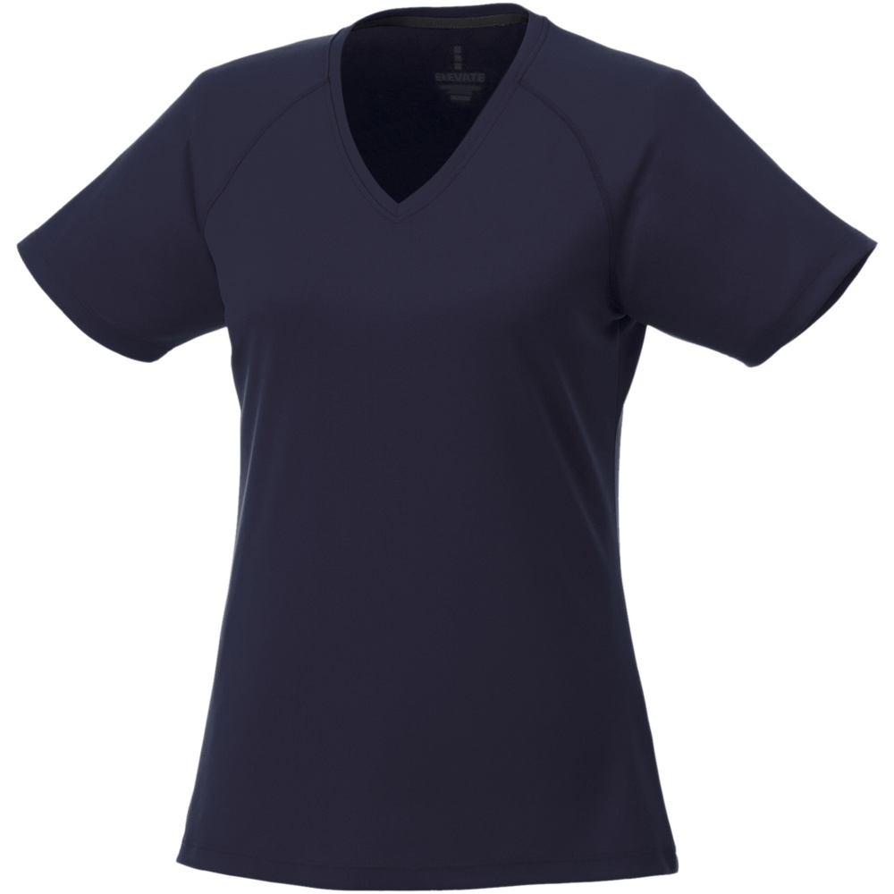 Logo trade corporate gift photo of: Amery women's cool fit v-neck shirt, navy blue