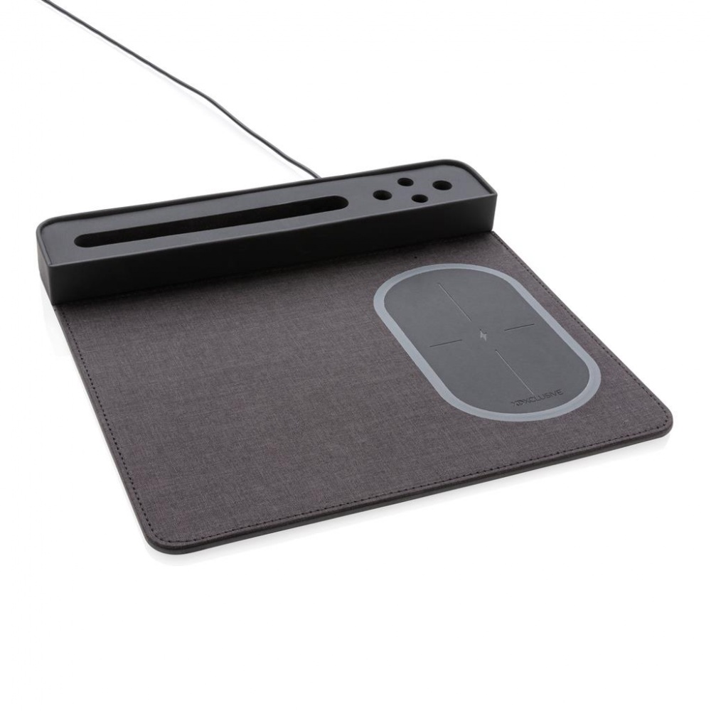 Logo trade promotional giveaways picture of: Air mousepad with 5W wireless charging and USB, black