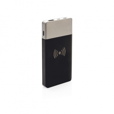 Logo trade corporate gifts picture of: 5.000 mAh Soft Touch Wireless 5W Charging Powerbank
, grey