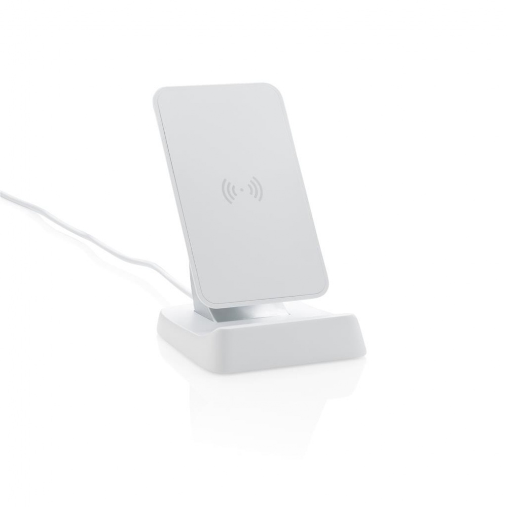 Logo trade corporate gifts image of: 10W Wireless fast charging stand, white