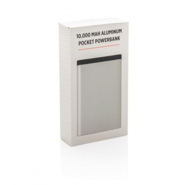 Logotrade advertising product image of: 10.000 mAh Aluminum pocket powerbank, silver
