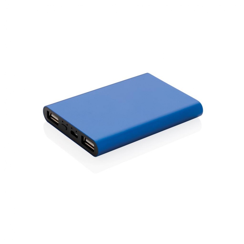 Logotrade promotional giveaway image of: Aluminium 5.000 mAh pocket powerbank, blue