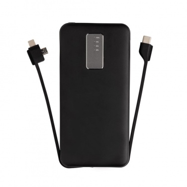 Logotrade promotional product picture of: 10.000 mAh powerbank with integrated cable, black
