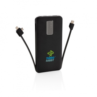 Logotrade advertising product picture of: 10.000 mAh powerbank with integrated cable, black