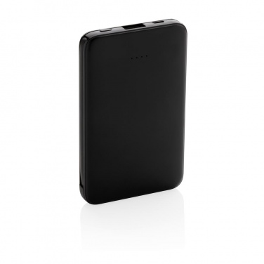 Logo trade promotional merchandise photo of: 5.000 mAh Pocket Powerbank with integrated cables, black
