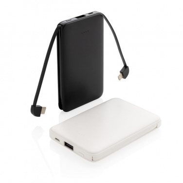 Logotrade promotional gift image of: 5.000 mAh Pocket Powerbank with integrated cables, black