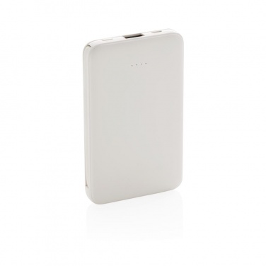 Logotrade promotional products photo of: 5.000 mAh Pocket Powerbank with integrated cables, white