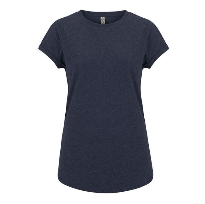 Logotrade corporate gifts photo of: Salvage women´s rolled sleeve t-shirt, melange navy