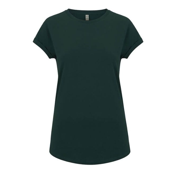 Logo trade corporate gift photo of: Salvage women´s rolled sleeve t-shirt, bottle green