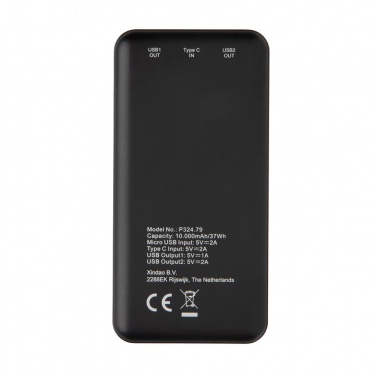 Logo trade advertising products picture of: High Density 10.000 mAh Pocket Powerbank, black