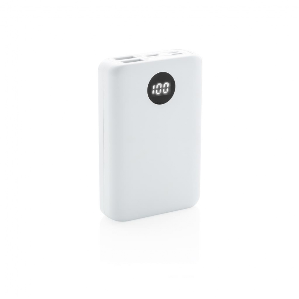 Logotrade promotional giveaway image of: 10.000 mAh pocket powerbank with triple input, white