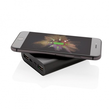 Logotrade corporate gift picture of: Aluminium 5.000 mAh Wireless 5W Pocket Powerbank, black